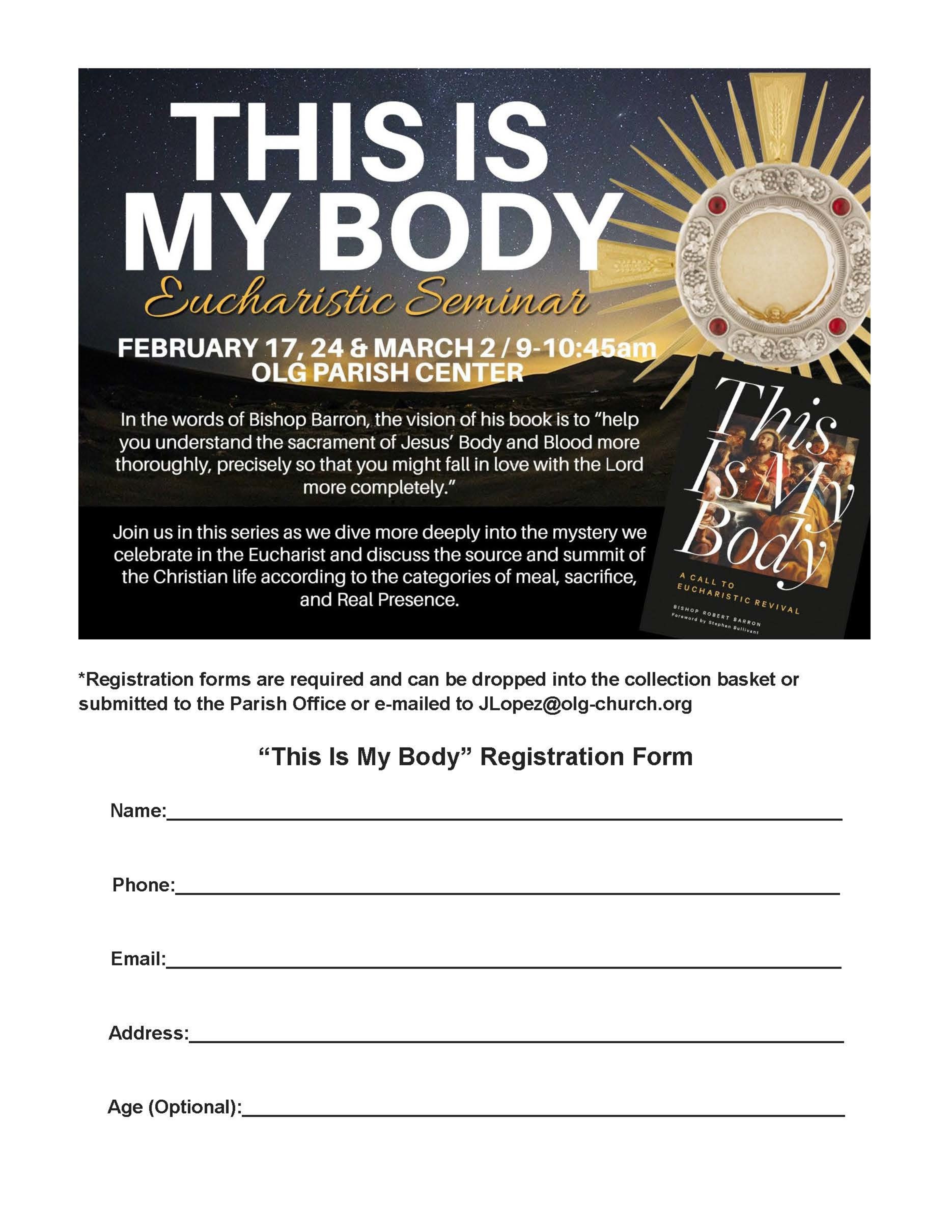 This Is My Body Eucharistic Seminar Registration Form