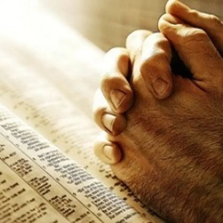 Hands And Bible Prayer Sq